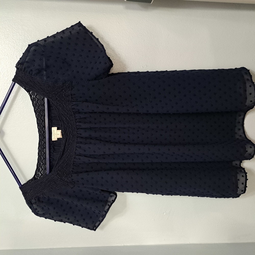 J. Crew Women's Black Square Neck Ruffle Popcorn Blouse Size 0 Style #A0090